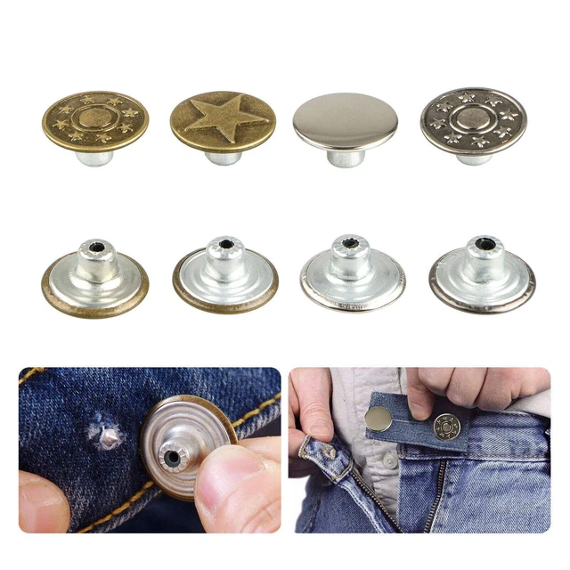 40 piezas de botones de tack de vaqueros de metal hágalo usted mismo reparación clip de montaje para pantalones de coser