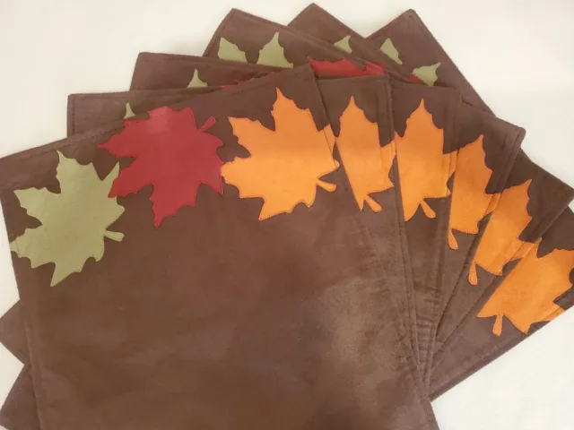 Hojas de color otoño, mantel de hojas, vintage, felpa usado 18 x 13 otoño decoración de mesa