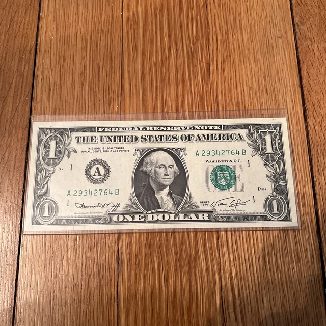Series 1974 1 One Dollar Bill Error Note Blank Back