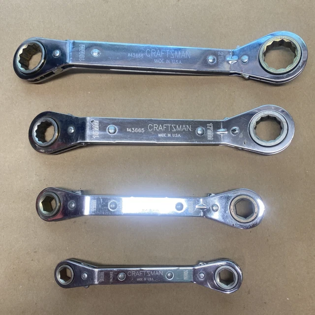 VINTAGE CRAFTSMAN 4PC Double Box Offset Ratcheting Wrench Set Metric