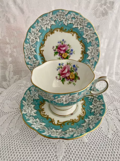 Rare Royal Albert Enchantment Cup Saucer Plate Trio Bone China Blue Tea Set