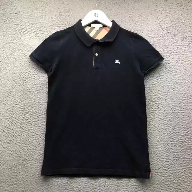 Burberry Children Polo Shirt Boys Youth 14Y Short Sleeve Embroidered Logo Black