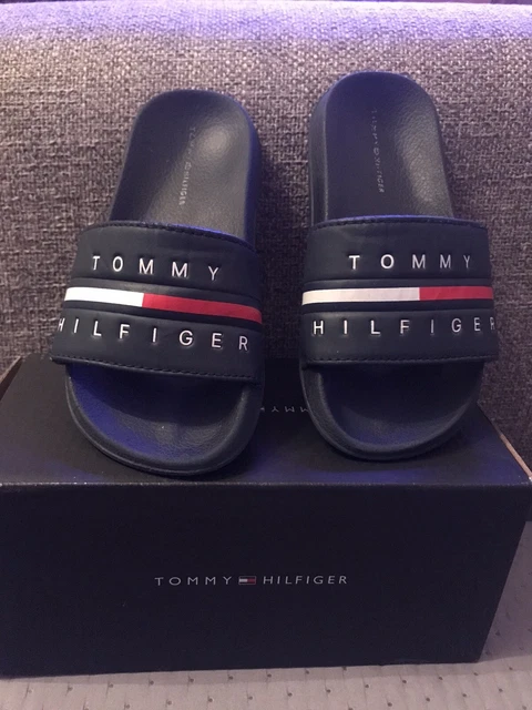 Tommy Hilfiger sliders unisex kids size 13 Navy GENUINE IN ORIGINAL BOX 👌