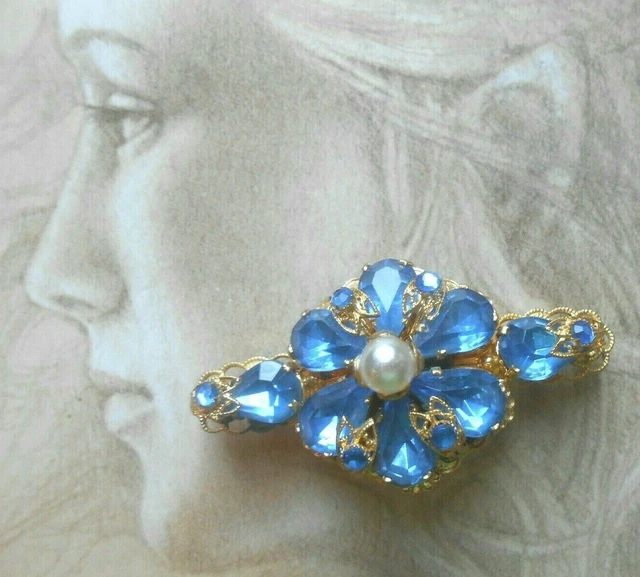 BROCHE ANCIENNE Vers 1900 En STRASS Et PLAQUÉ OR - Style Monogramme