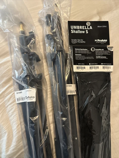 2X — Profoto 8' D1 Lightstand, Supports 10 lbs #101085- 2X Umbrella 100971 White