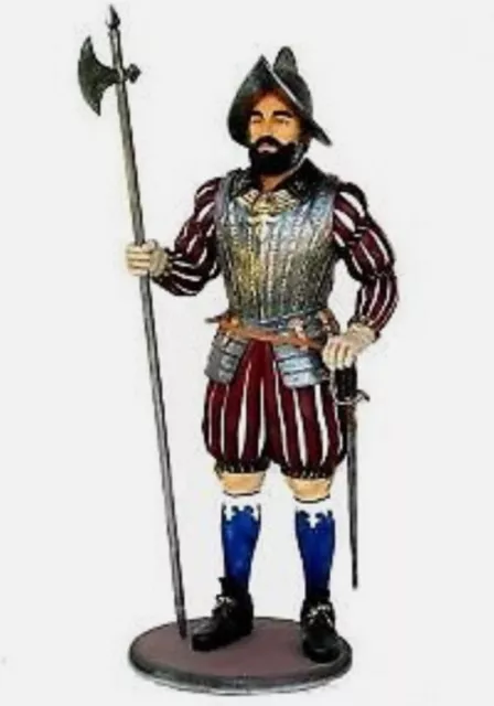 7.5' Life Size Spanish Knight with Halberd Conquistador Statue Display Figurine