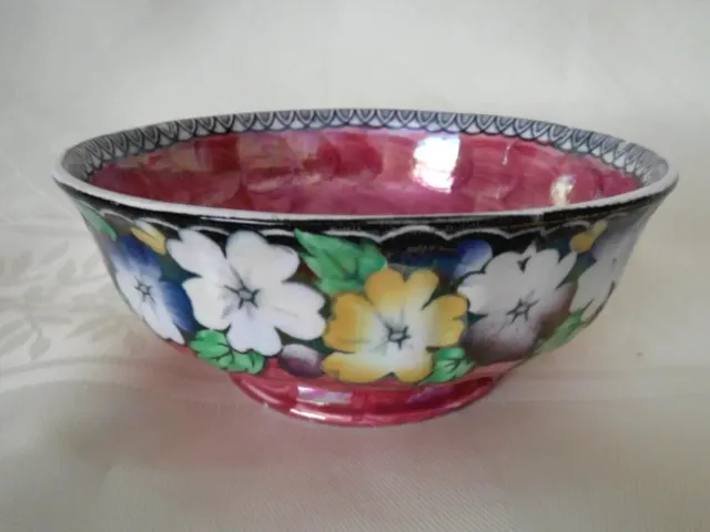 Art Deco Maling "Pink Garland" Lustre Bowl - pattern 6451