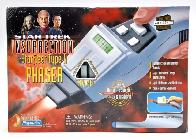 1998 Star Trek Insurrection Starfleet Type II Phaser / Playmates 65088 / MisB