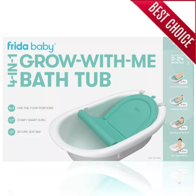 Bath Tub 4-in-1 Newborns Toddlers Built-in Hook Drain Plugs No-slip Feet Baby