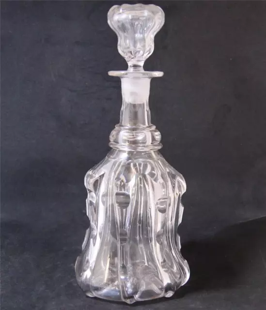 Antico Tedesco Cristallo Vetro Wiskey / Brandy Decanter Mano Soffiato Beige Cut