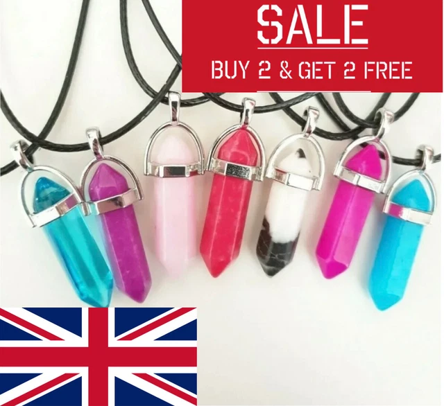 Natural Quartz Chakra Crystal Healing Point Cut Gemstone Pendant Reiki Necklace