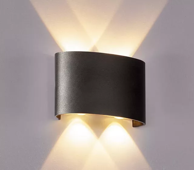 Lampada da Parete Applique LED Ovale Nero 12W Luce Calda Esterno Interno FD-10