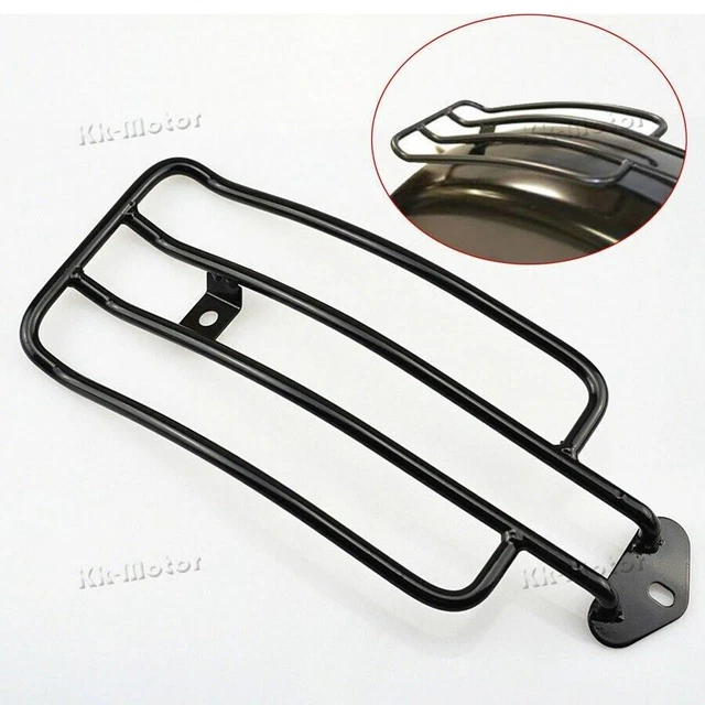 Black Solo Luggage Carrier Fender Rack – Fits Harley Sportster 1985-2003 & Triumph America/Speedmaster (Steel, Easy Install) - View #6