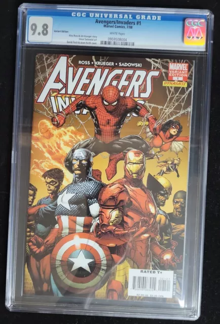 2008 Marvel Comics Avengers Invaders #1 1:25 Finch Variant CGC 9.8 White Pages