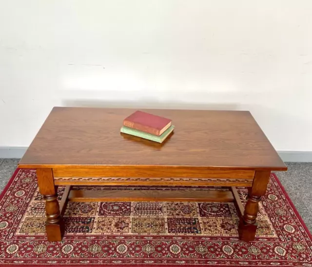 Vintage Old Charm Large Coffee Table Traditional Light Oak 1970s