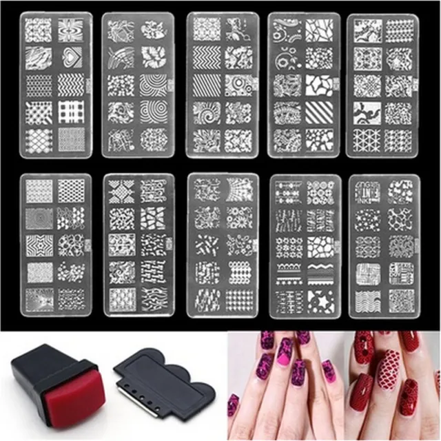 Nail Art Stamp Stencil Stamping Template Plate Set Tool Stamper Design Ki-lm