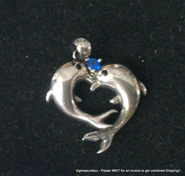 Vintage Necklace Pendant MARKED 925 STERLING SILVER Dolphin Jewelry lot y