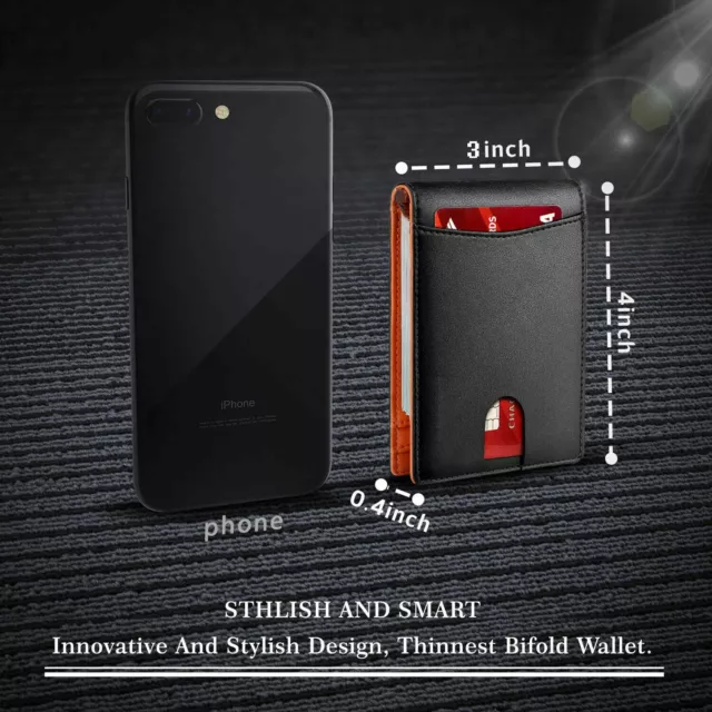 Slim Mens Wallet with Money Clip Leather RFID Blocking Bifold Credit Card Holder 9
