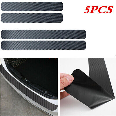 Carbon Fiber Car Sticker Bumper Guard Door Plate Sill Scuff Anti Scratch (5Pack)