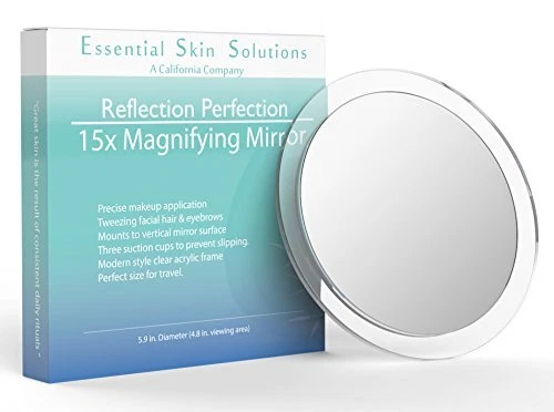 Magnifying Make Up Mirror 15x, 6 Inch Round Large View Easy Suction Cup Mount US