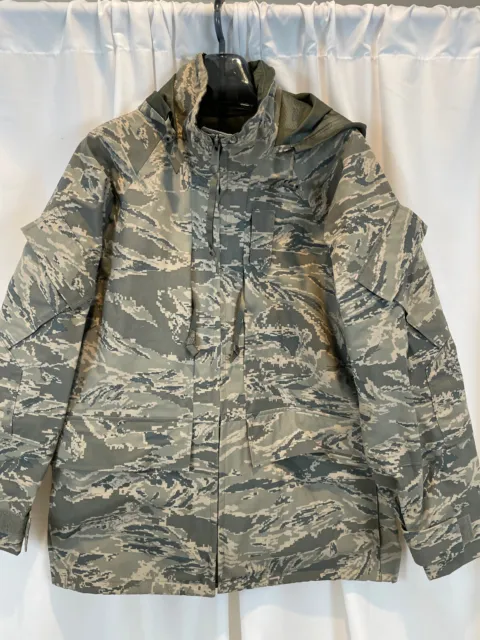 USAF Tiger Stripe Camo Hooded All-Purpose GORE-TEX PARKA Jacket Medium Short EUC
