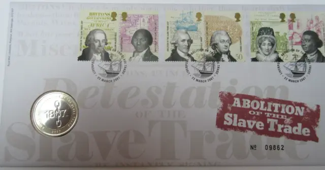 2007 Abolition Of The Slave Trade Royal Mint £2 Pnc With  Stamps Bunc Coin