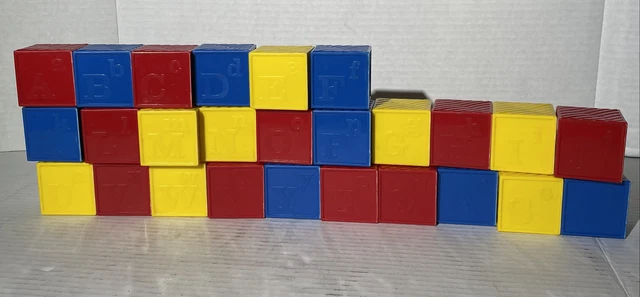 Vintage 70s Tupperware Busy ABC Blocks Alphabet Lot Of 26 Tupper Toys Blocks