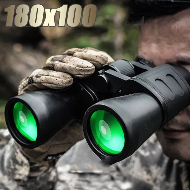 180x100 High Power Military Binoculars Day/Night Vision Waterproof Hunting +Case