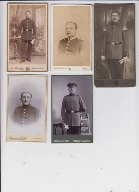 CDV Foto 5x Militär Soldat Offizier Lothringen Metz Strassburg Bitsch  1900