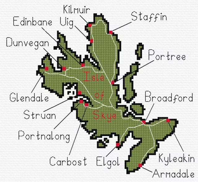 Isle of Skye Map - Scottish Mini Cross Stitch Kit 8" x 7.5" - 14 Count, Anchor