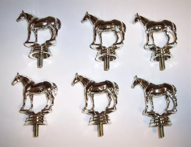Lot of 6 Silvertone Plastic Horse Trophy Toppers Finials