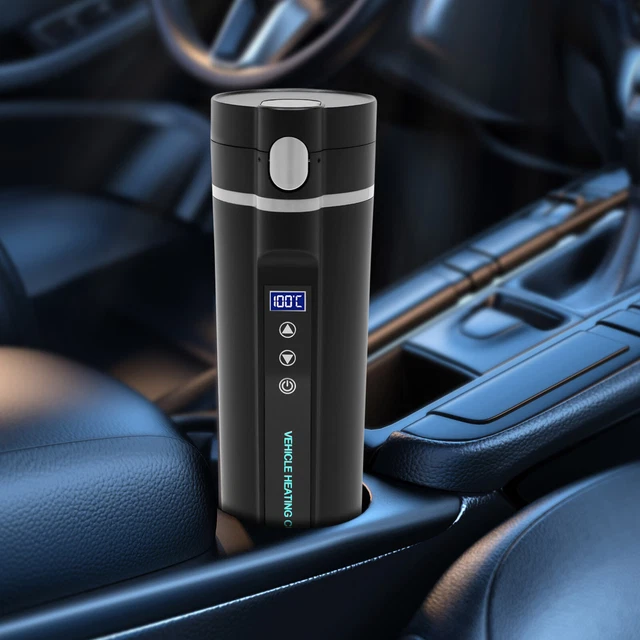 Portable 12V Car Electric Kettle Boiler Stainless Steel Heating Travel Cup Black