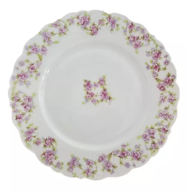 Limoges France Elite Works Pink Roses dessert plates 7.5" set of 6 2