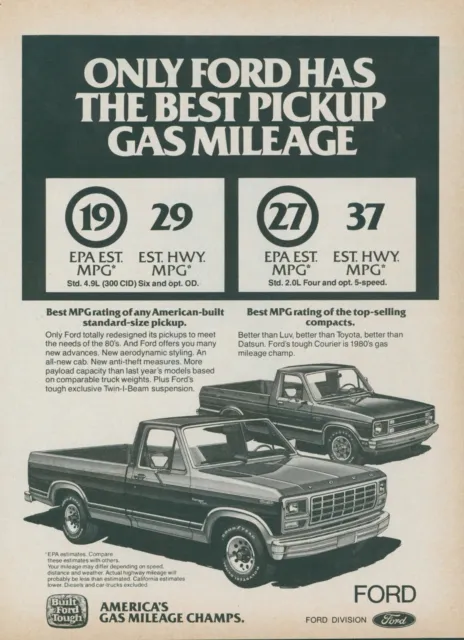 1980 Ford Courier Gas Mileage Champ Redesigned Vintage Print Ad SI10