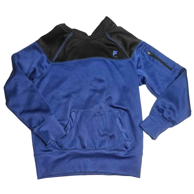 FILA Boys Hooded Sweatshirt Blue Black Size 8 small