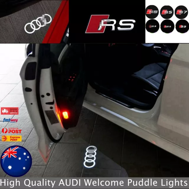 2Pcs Audi Sline HD GHOST LASER PROJECTOR DOOR UNDER PUDDLE LIGHTS FOR AUDI
