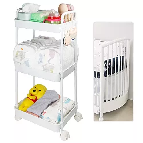 Volnamal Baby Diaper Cart, Plastic Baby Diaper Caddy Baby Organizer for Nurse...