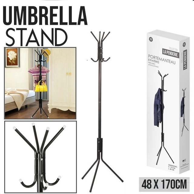 APPENDIABITI SUPPORTO TRADIZIONALE PORTA INDUMENTI GIACCA IN METALLO OMBRELLO NUOVO CON SCATOLA 48x170cm