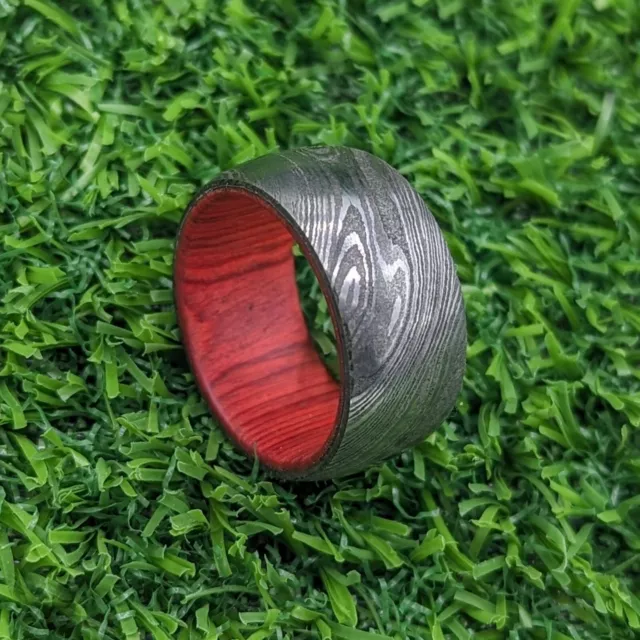 Handmade Damascus Steel Wedding Ring for Men Engagement Band With Custom Size