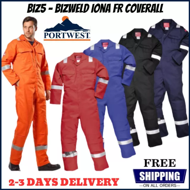 PORTWEST Bizweld Iona Coverall Flame Resistant Overall Welding Boilersuit BIZ5