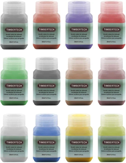 Pinturas acrílicas TIMBERTECH colores aerógrafo 12 * 30 ml modelo 30 ml (Paquete de 12)