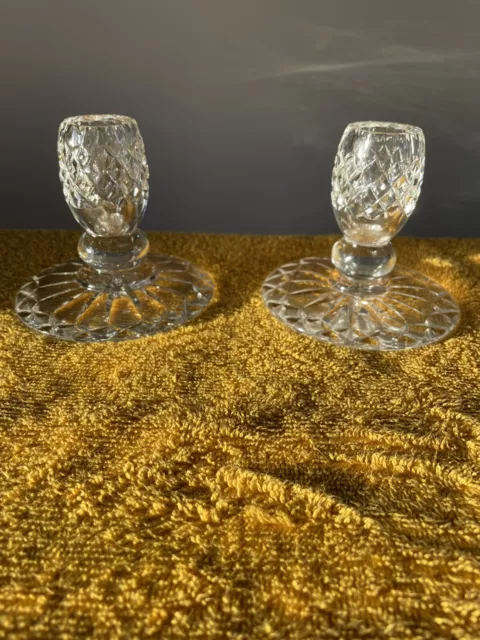 Vintage Pair Of Cut Glass Crystal Candle Sticks By Webb Corbett Candle Holders..