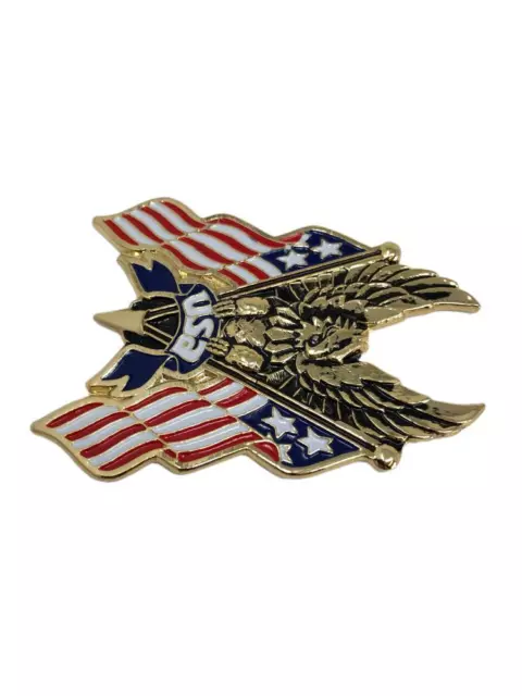 Eagle Emblem with USA Flags, 8cm High, Metal, Self-Adhesive, Gold Finish 3
