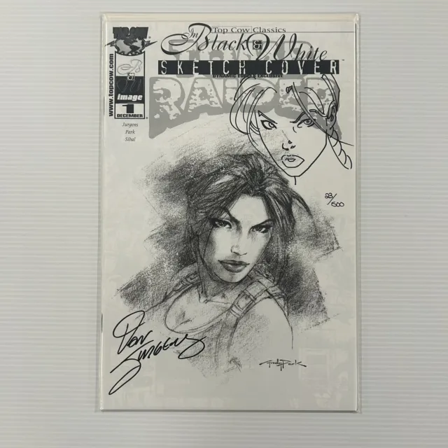 Tomb Raider #1 Dynamic Forces Black & White Variant Signed Dan Jurgens Remarked