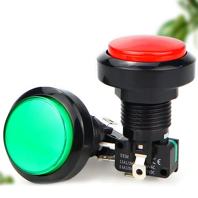 For Arcade Game Console Push Button Switch Workshop 15A 34MM/45MM Silver Contact