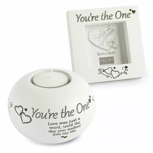 Candle Holder & Frame Set Love Gift Idea You're The One Said With Sentiment