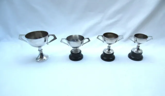 4 vintage small silver plate EPNS sports trophy cups no engraving 1 no EPNS mark