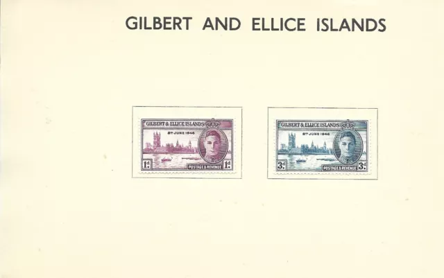 8/6/46 King George V1 Victory & Peace Mint Hinged Gilbert And Ellice Stamps
