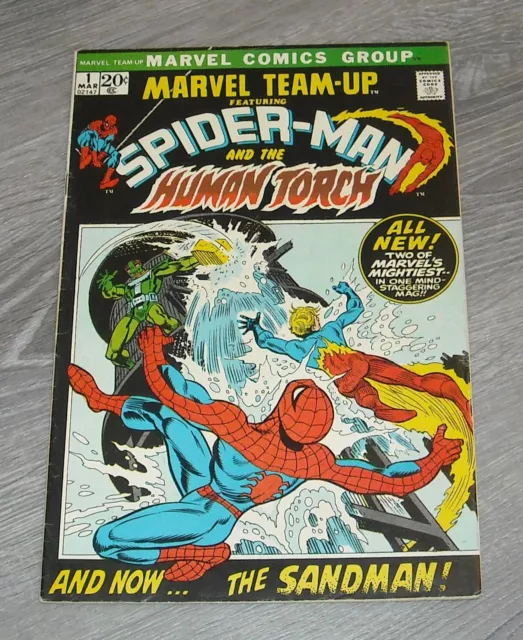 MARVEL TEAM-UP # 1 March 1972 SPIDER-MAN & HUMAN TORCH vs SANDMAN CHRISTMAS