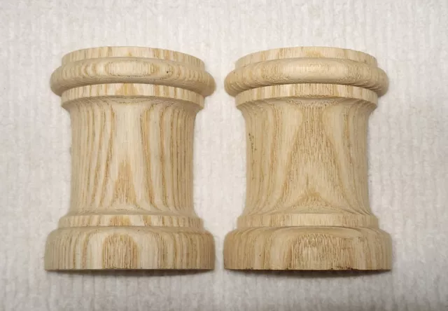 2 Wooden Columns, Bases Clock Furniture Parts Hardwood  1.89" w x 2.37" t
